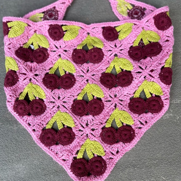 New! Urban Outfitters-Icon Crochet Hair Scarf In Pink - Picture 3 of 6